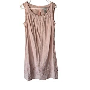 Wedding Pink Linen Blend Dress S Embroidered Graduation Sundress Feminine